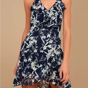 Lulus Navy Floral Short womens dress NWT Belong With You dress